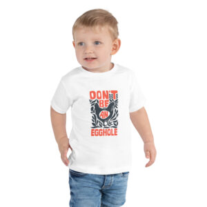 A toddler wearing jeans and a t-shirt.