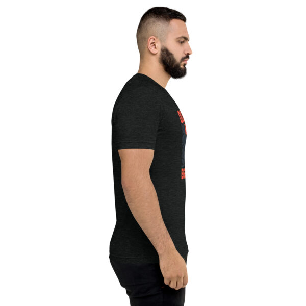 A man with a beard is wearing a black shirt