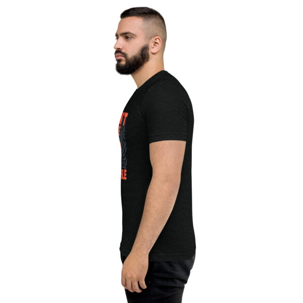 A man with a beard is wearing a black shirt