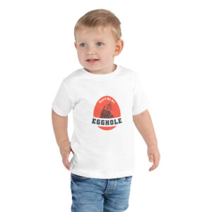 A toddler wearing jeans and a t-shirt