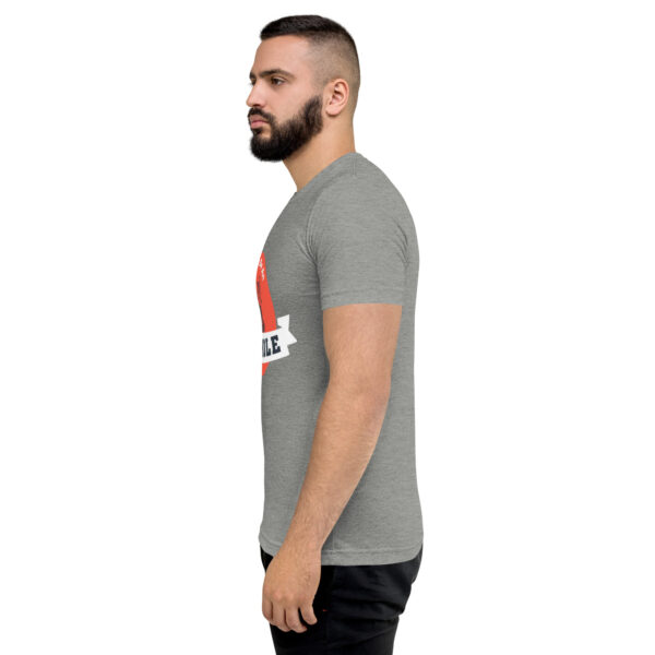 A man with a beard is wearing a t-shirt