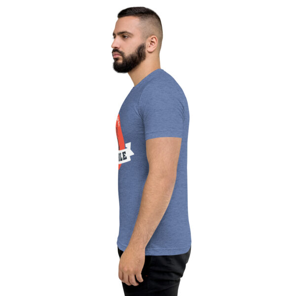 A man with a beard is wearing a t-shirt