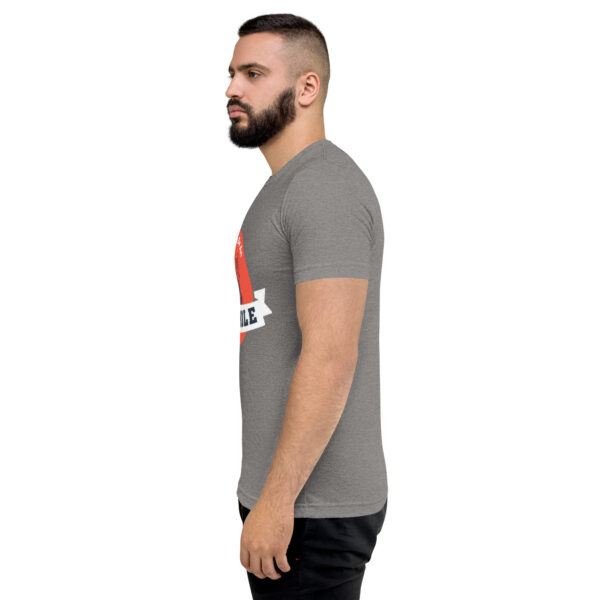 A man with a beard is wearing a t-shirt